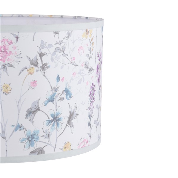 (image for) Laura Ashley Wild Meadow Multi Blue Cotton Drum Shade 38cm